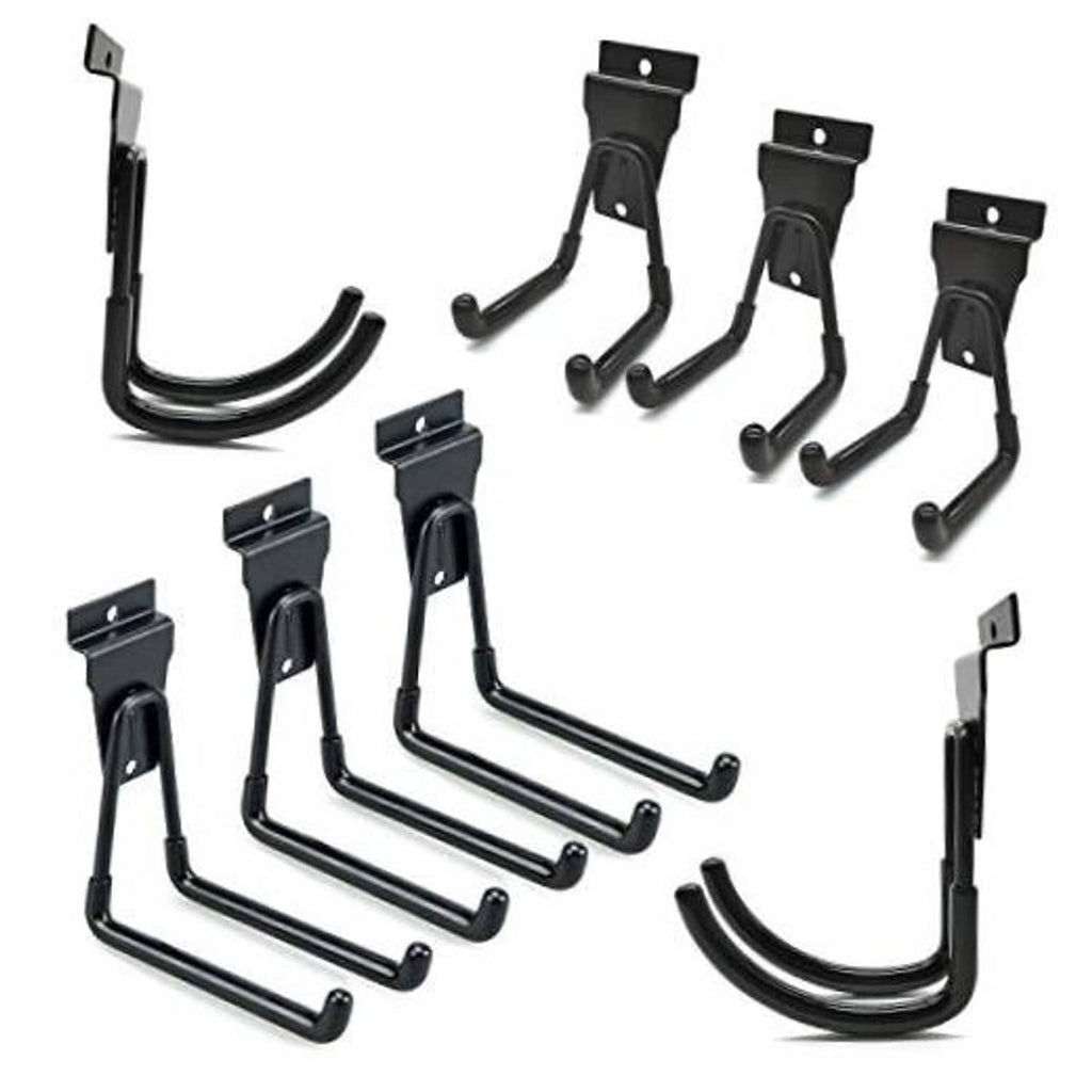 Black heavy-duty slatwall hooks, curved ends, 8-pack set