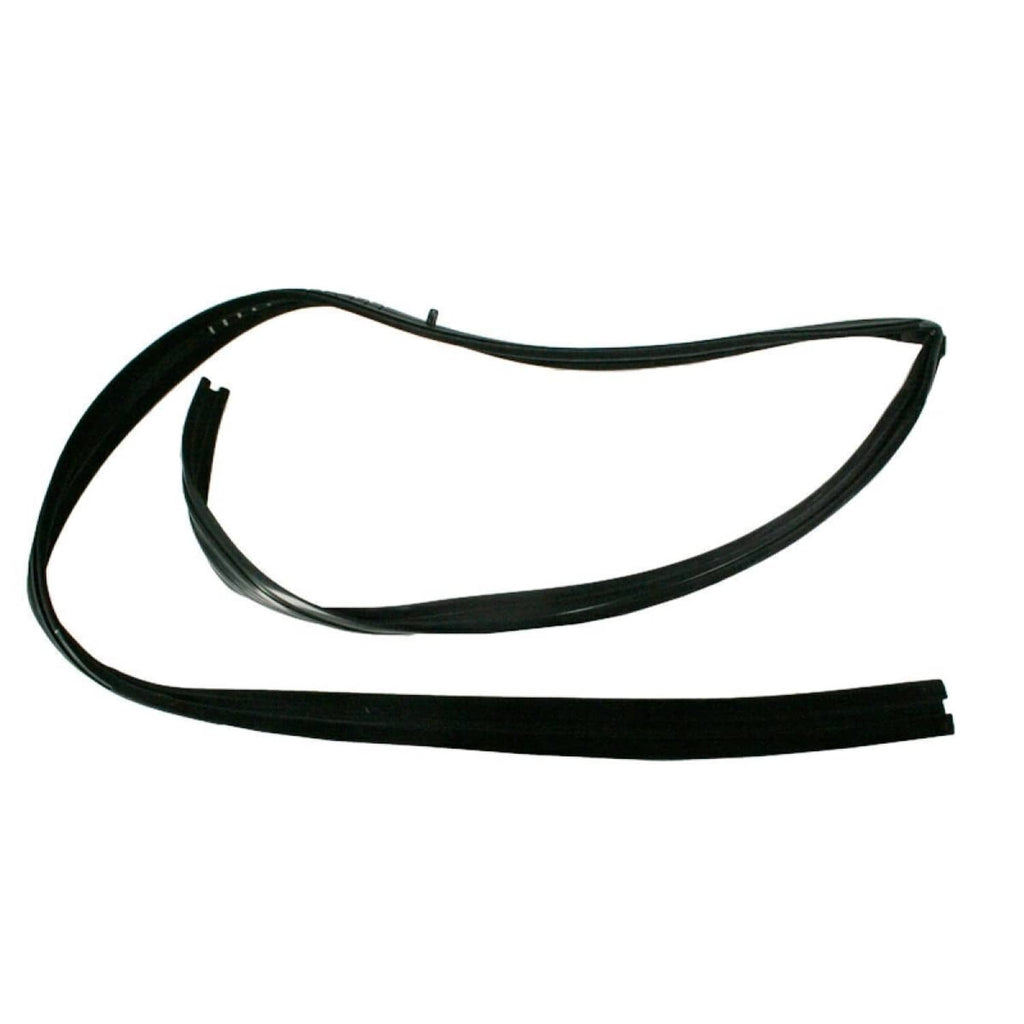 Black front window run channel seals with felt lining and curved pre-cut strips