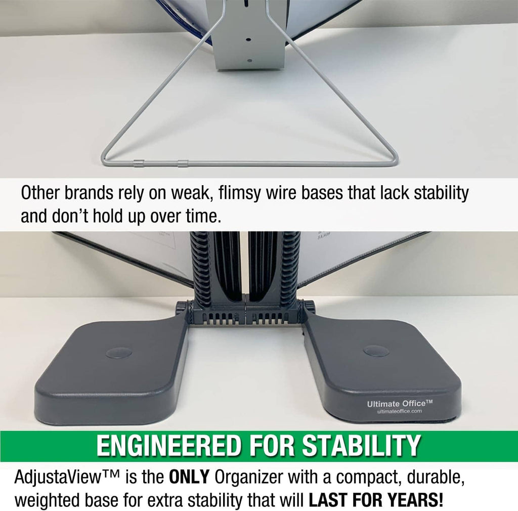 Adjustaview weighted base for desk reference organizer, dark gray with support legs