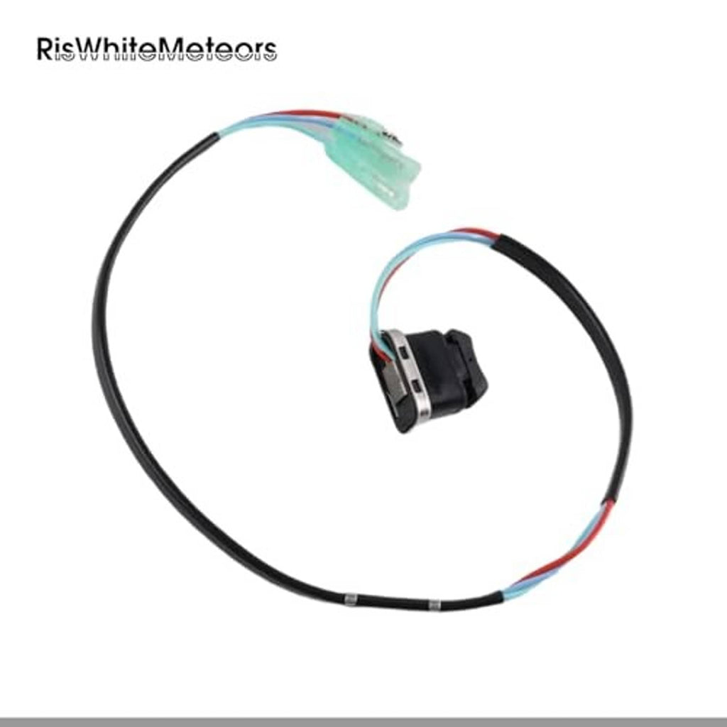 Tilt switch wire harness with black cable, black switch body, and green connector