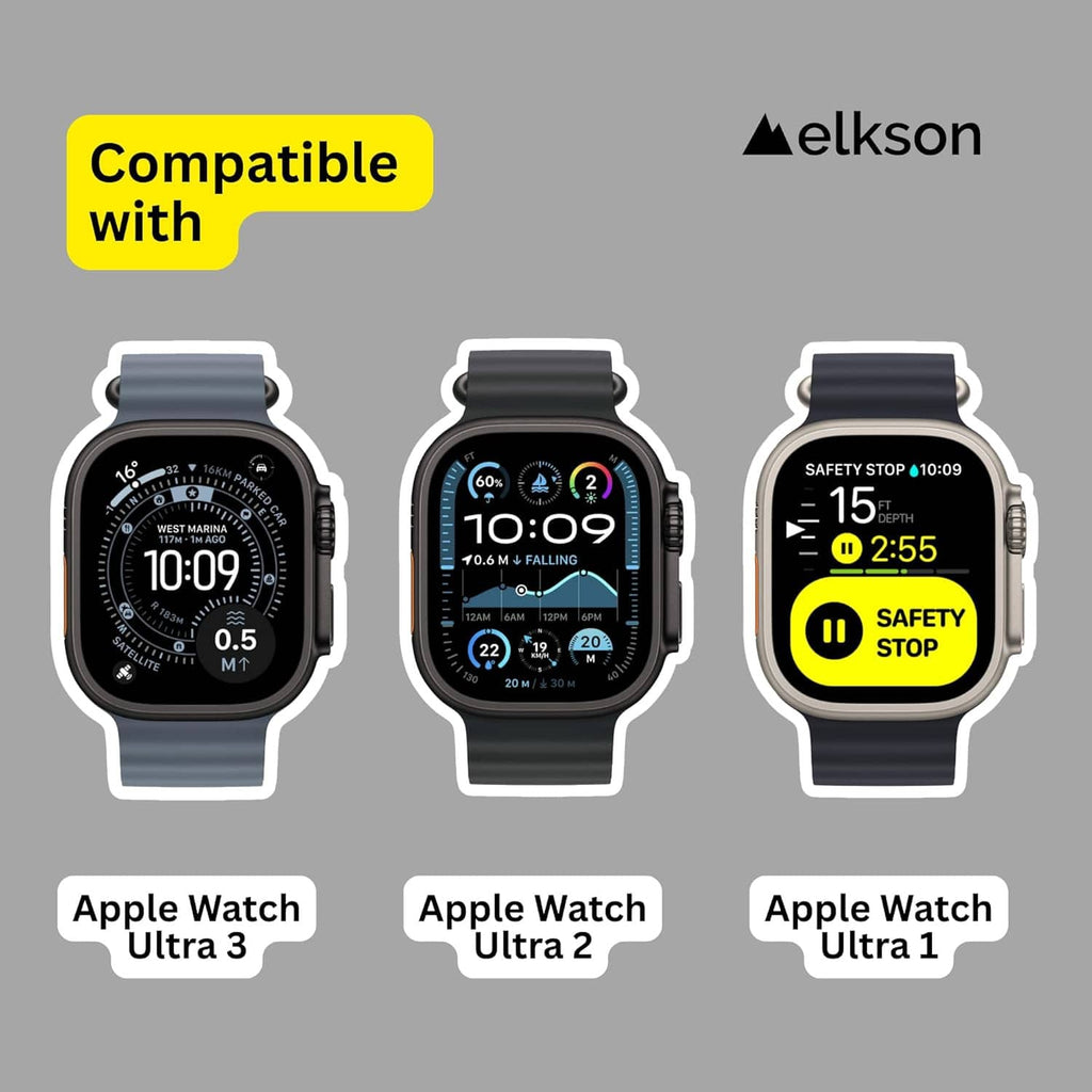 Dark bumper case for Apple Watch Ultra, front view with screen protector