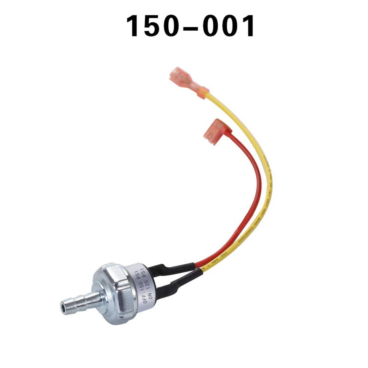 Air pressure switch with metal sensor and yellow/red lead wires, single unit