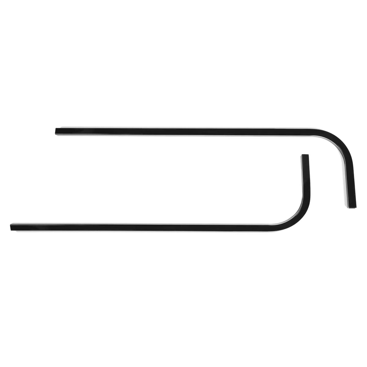 Black rear roof mounting support strut, long bar with right-angle ends