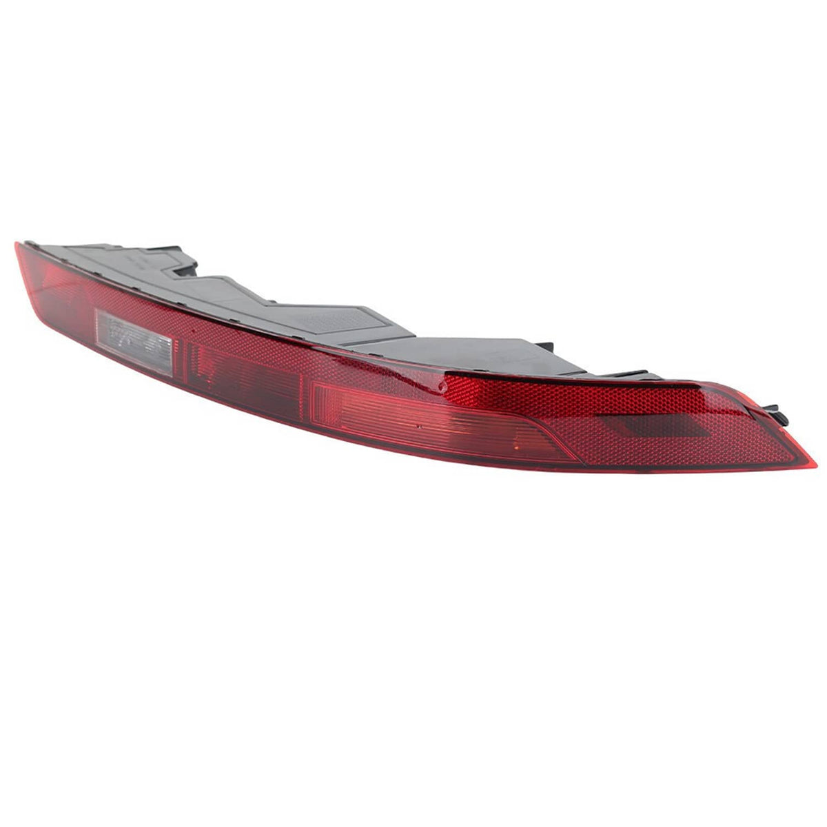 Red rear tail/brake light bar assembly with black housing and clear side lens