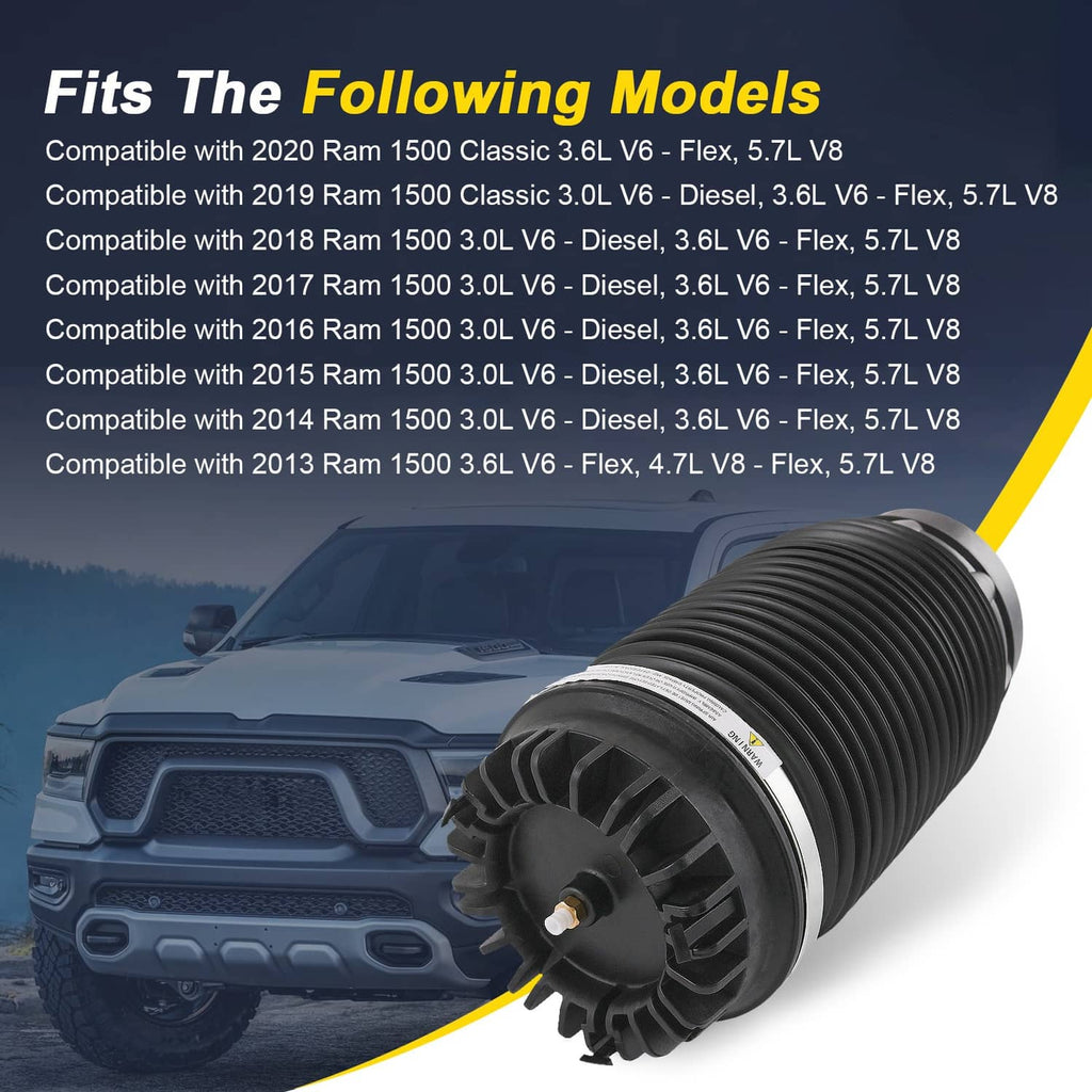 Ribbed black air suspension spring bag with end piston plate and valve port, angled