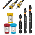 Magnetic screw ring set with three colored tips and S2 PH2 bits
