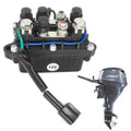 Black 12V tilt-trim relay module with electrical terminals and mounting studs