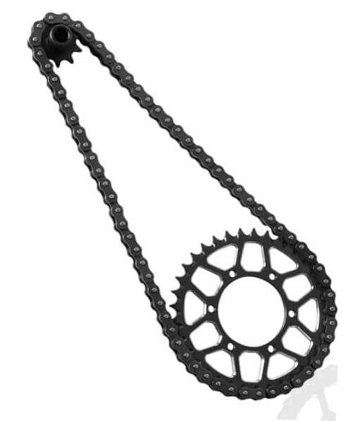 Black roller chain with 36T rear sprocket gear and hub for RC motorcycle