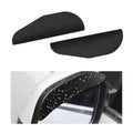 Set of two black mirror rain visor eyebrow pieces for car side mirrors.
