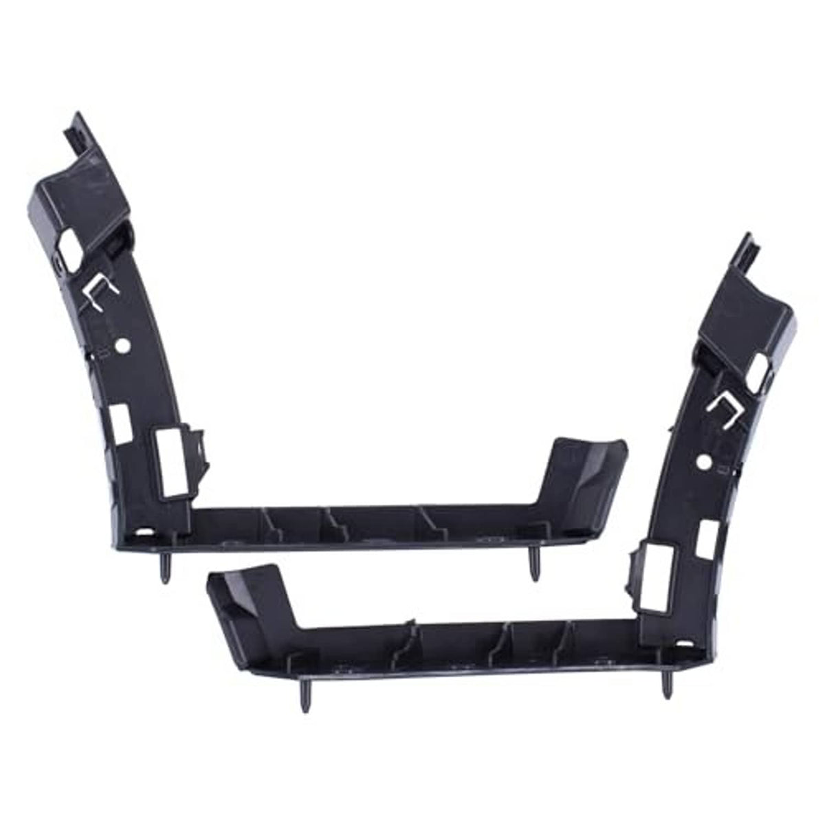 Front bumper bracket reinforcement, dark metal L-shaped supports with mounting holes