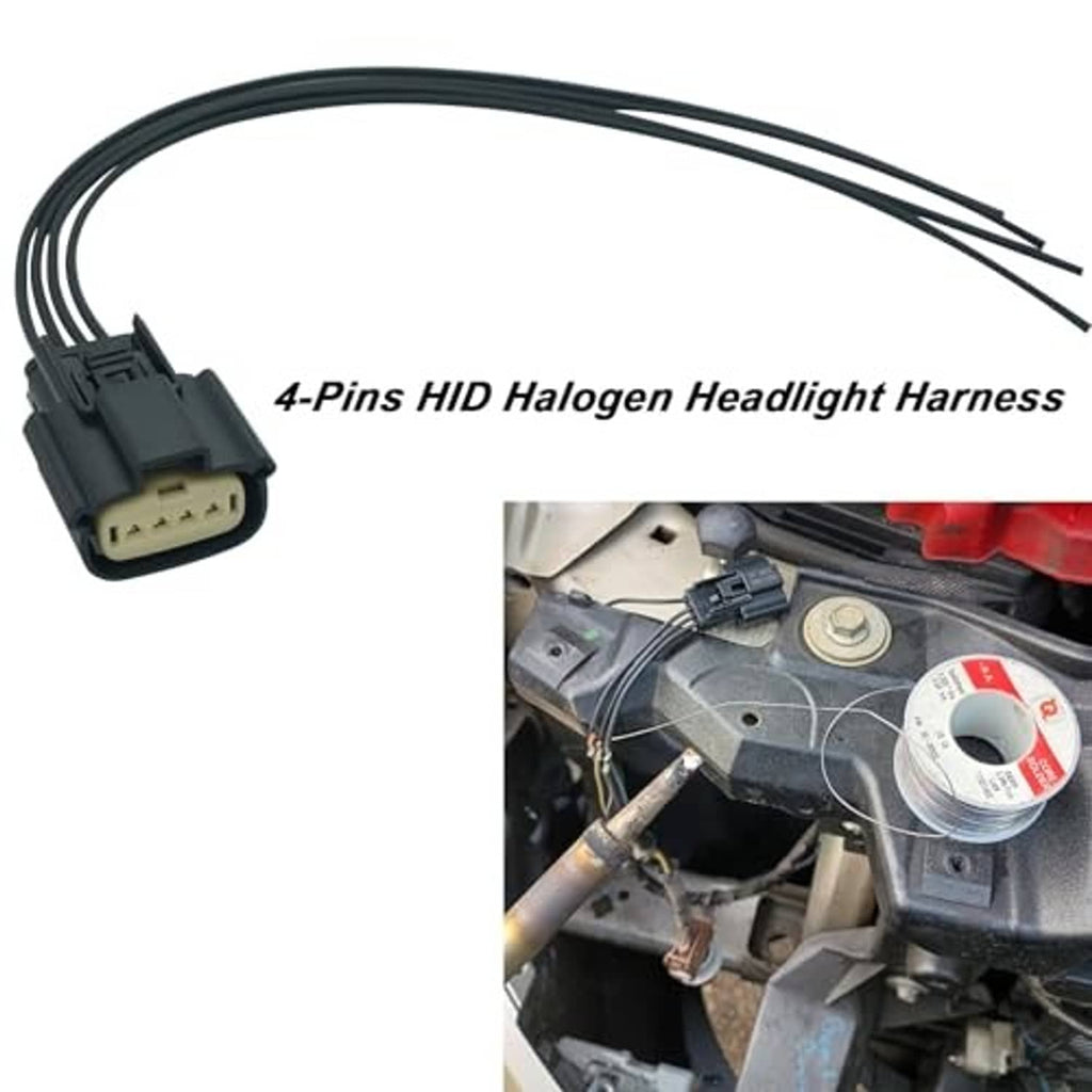 2-pack HID headlight wiring harness with 4-pin plugs and black lead wires