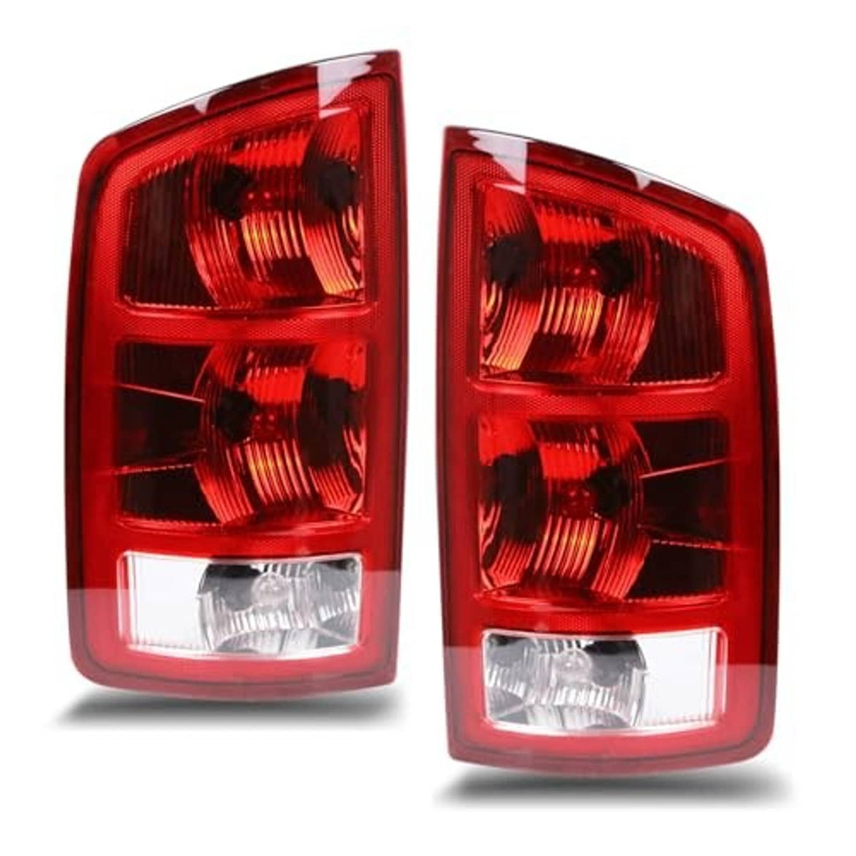 Pair of red rear tail light assemblies with clear bottom reflector lenses