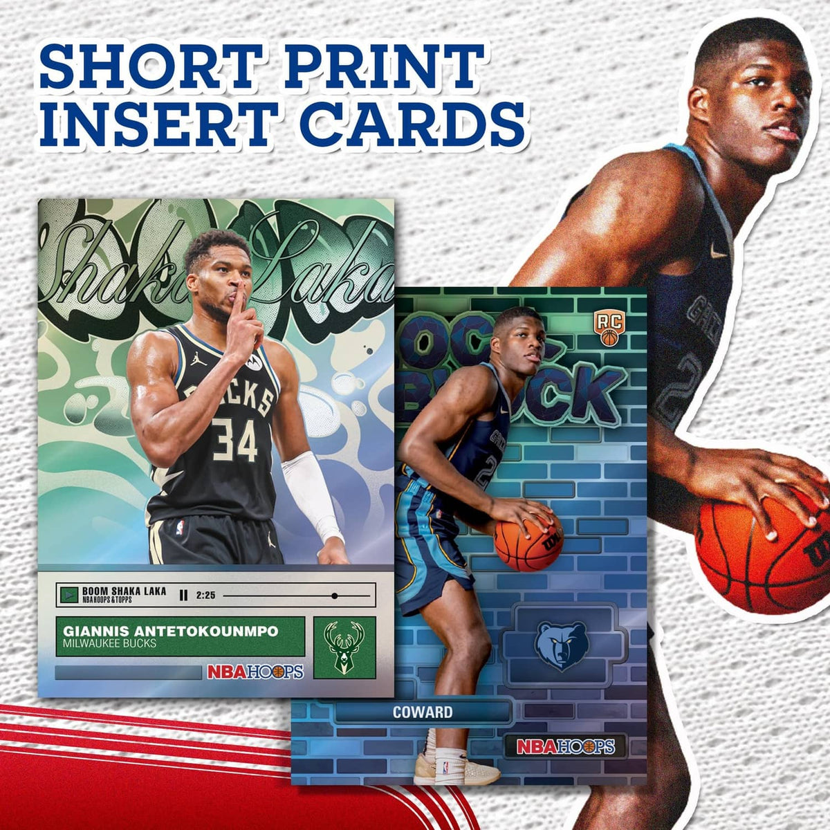 NBA Hoops short print insert cards artwork with two card images and player cutouts