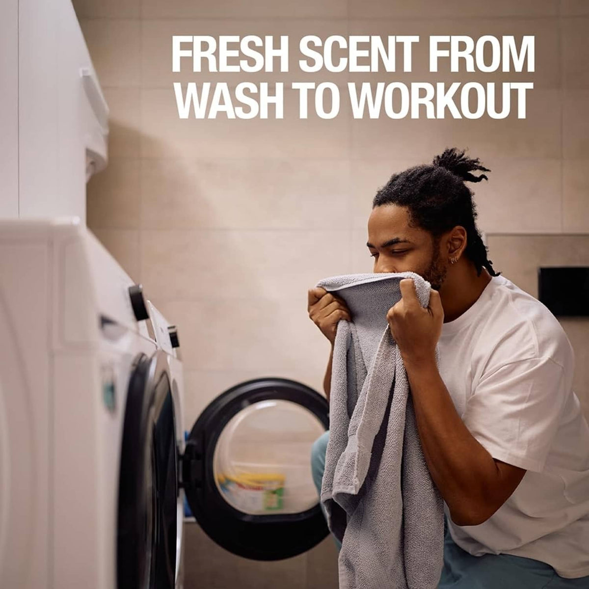 Clean workout towel refreshed after washing with HEX Performance detergent packs