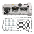 Aluminum engine valve cover kit with gasket seals, bolts, and metal components