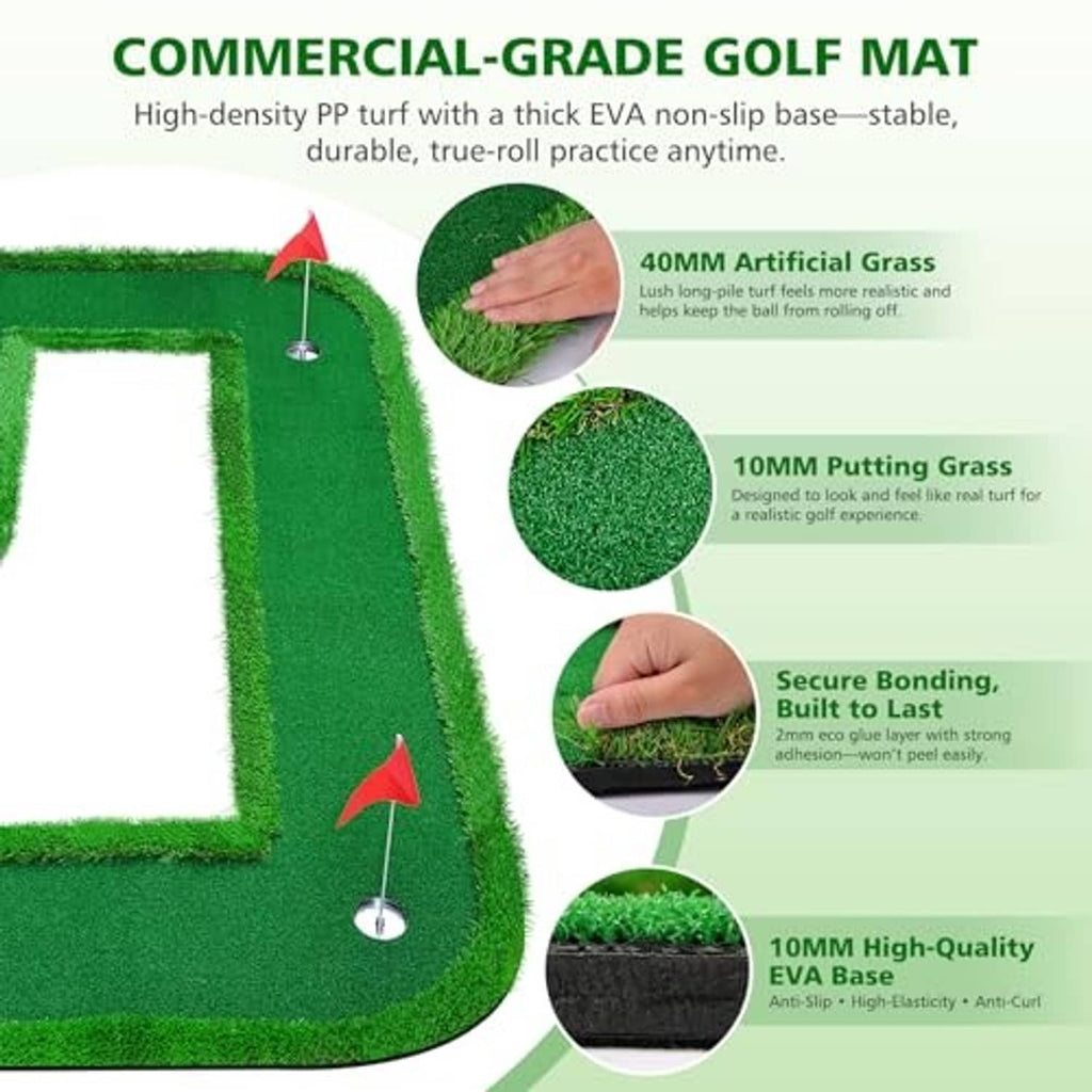 Artificial grass putting mat with dense PP turf and thick EVA non-slip base