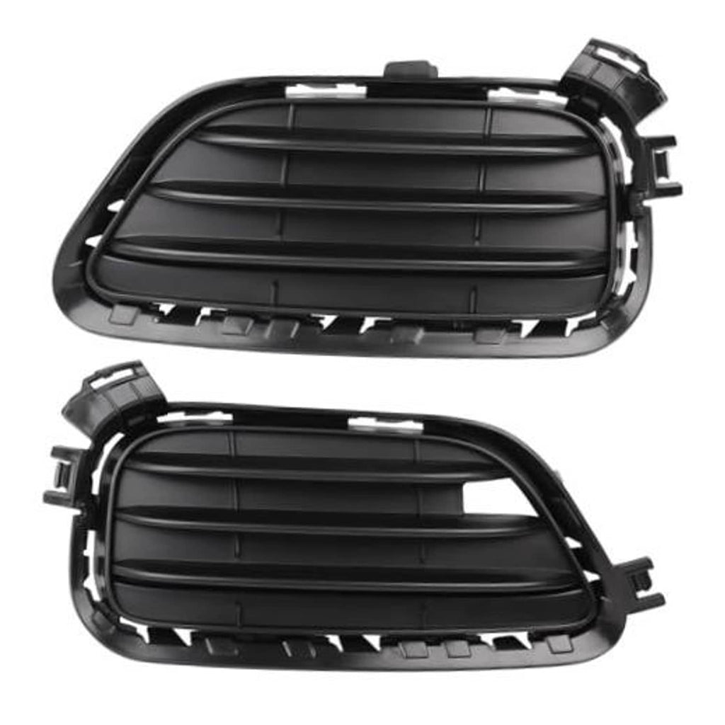 Pair of front bumper lower fog light grille inserts, black with horizontal slats