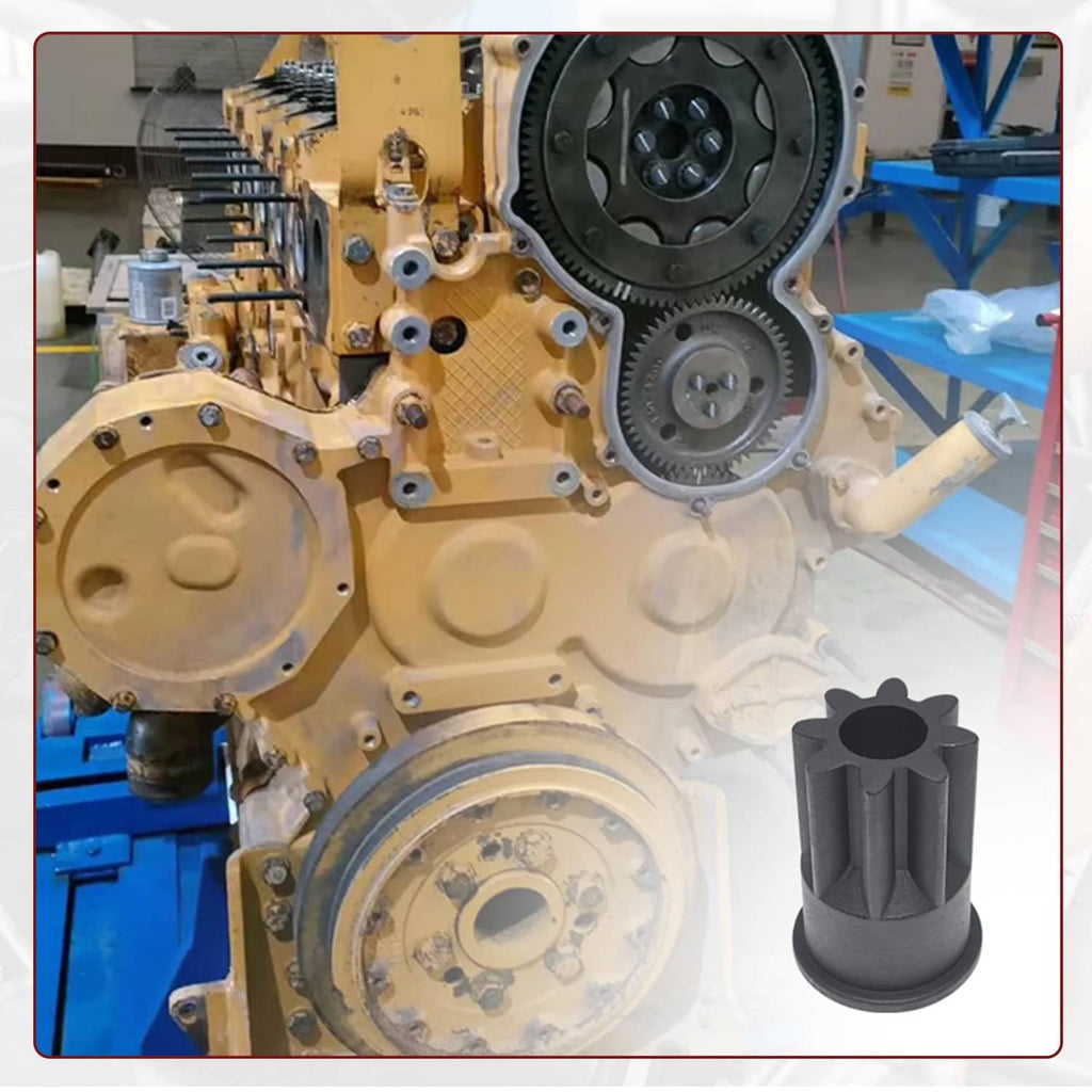 Engine barring socket placed near engine components, dark metal finish