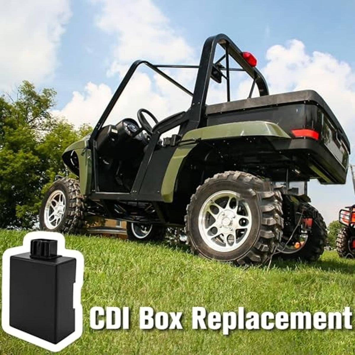 Black CDI module replacement box with top connector plug and small red cap