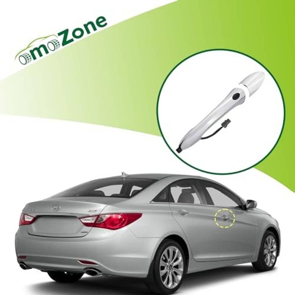 Passenger-side door handle shown on a silver sedan, with highlighted installation spot