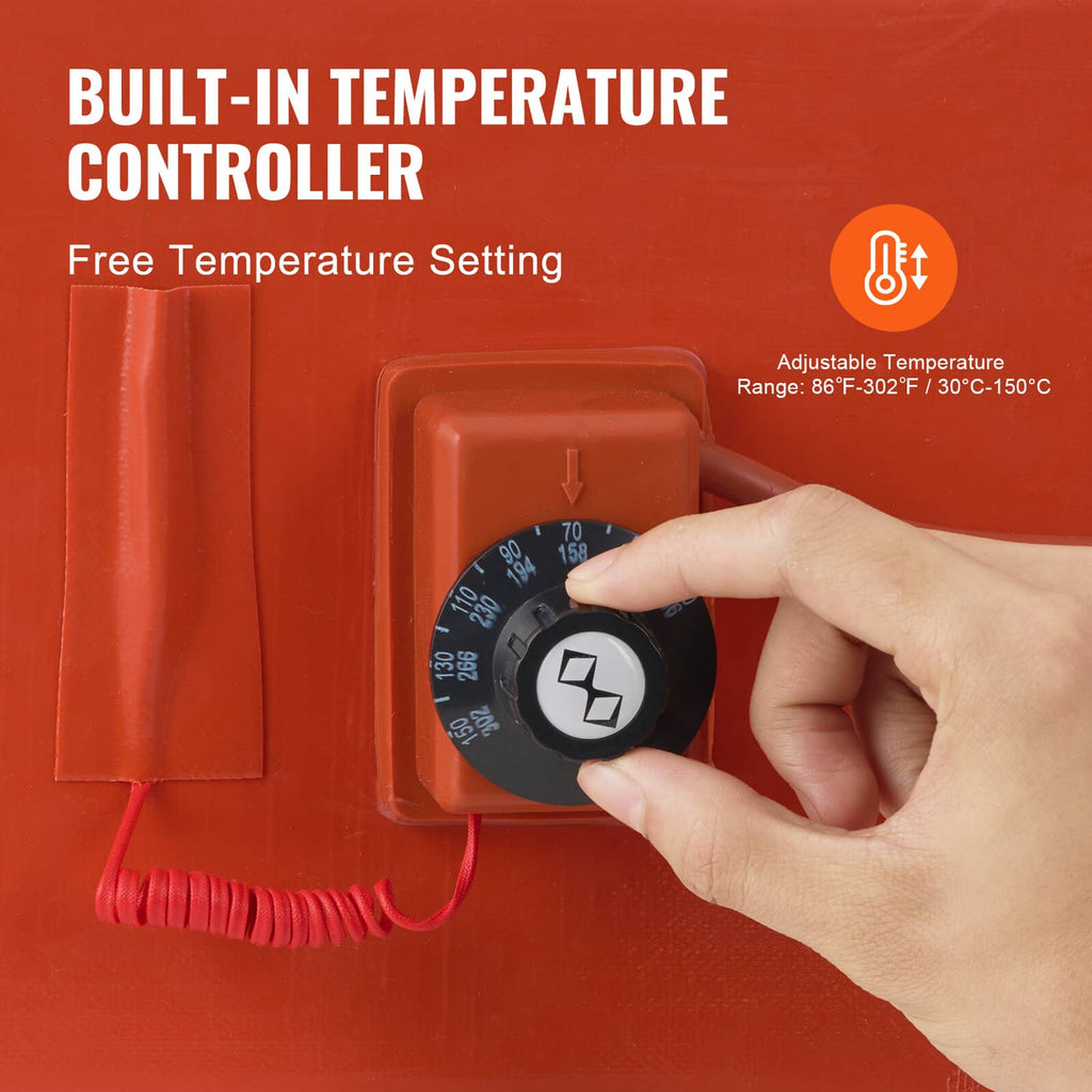 Orange drum heater temperature controller with adjustable knob and sensor dial