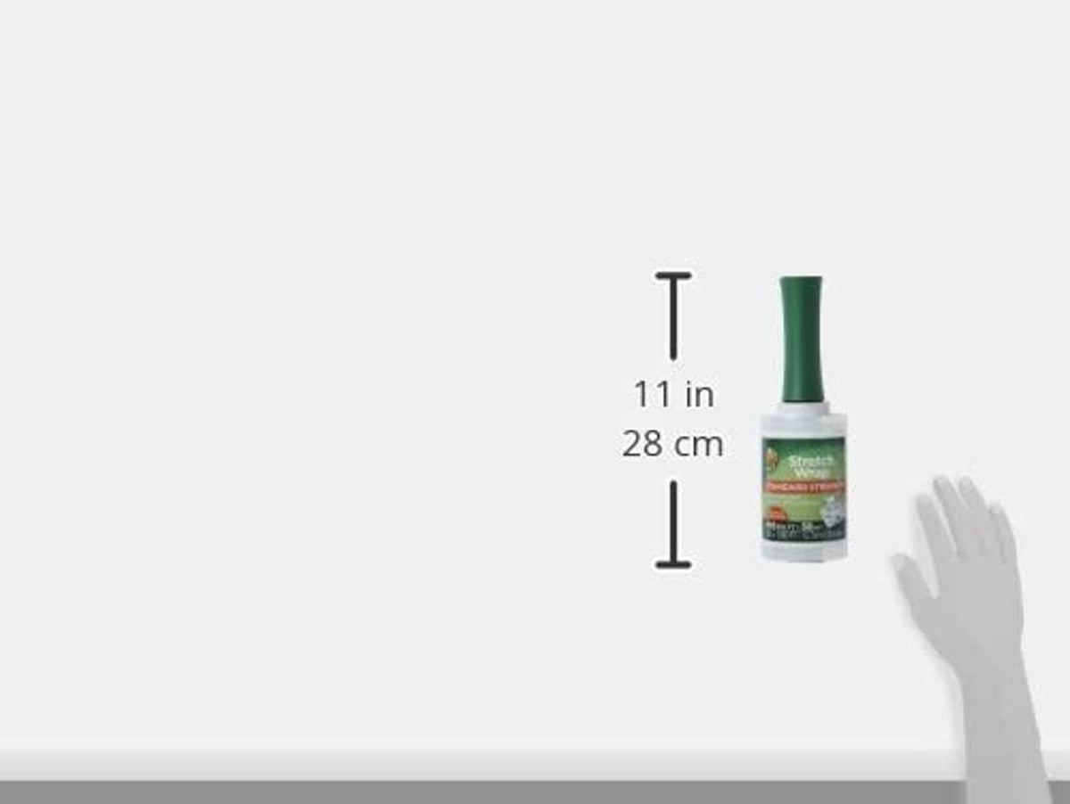 Duck Brand stretch wrap roll size graphic: 11 in height, green film on white core
