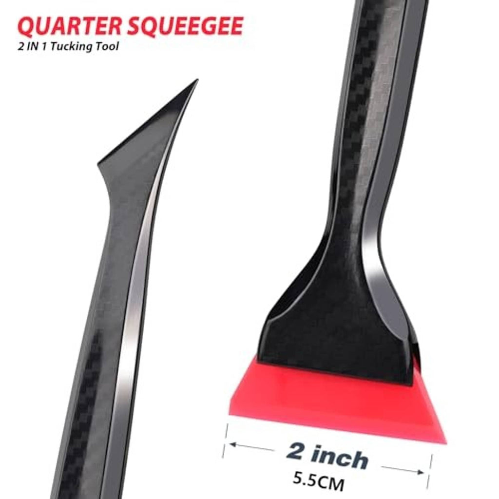 Quarter window tint tucking tool, black angled blade with red rubber base