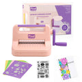 Manual die-cut and embossing machine with purple handle and roller bar