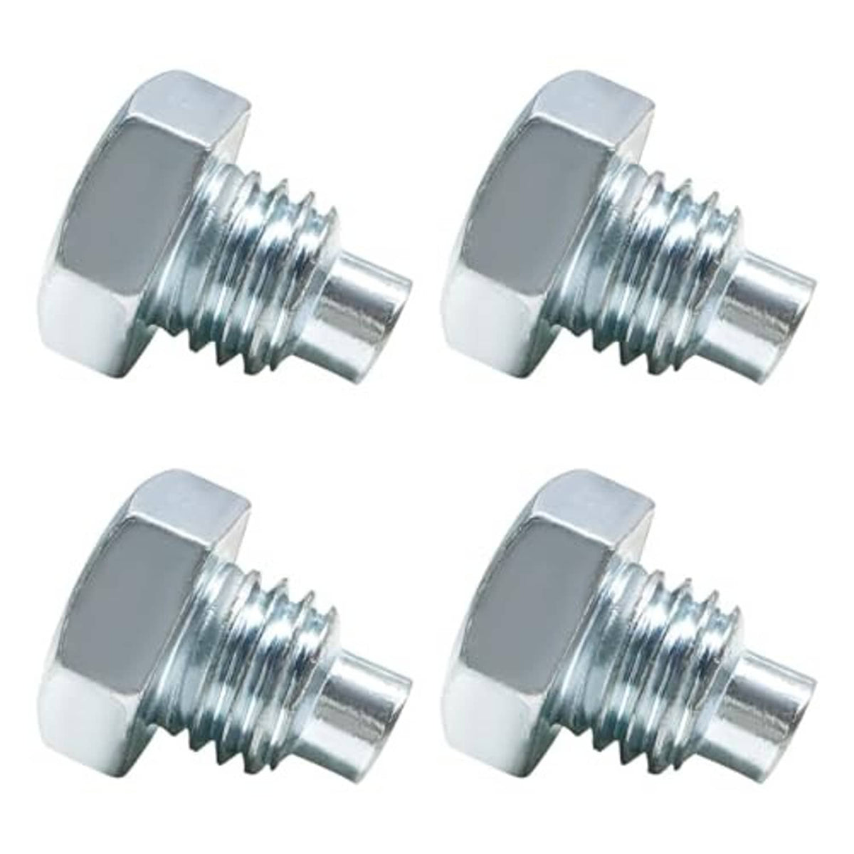 Silver hex-head threaded jack handle bolts, four-piece set