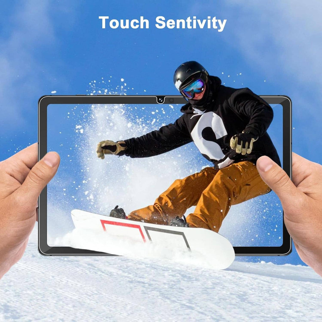 Tempered glass screen protector showing touch sensitivity on tablet screen