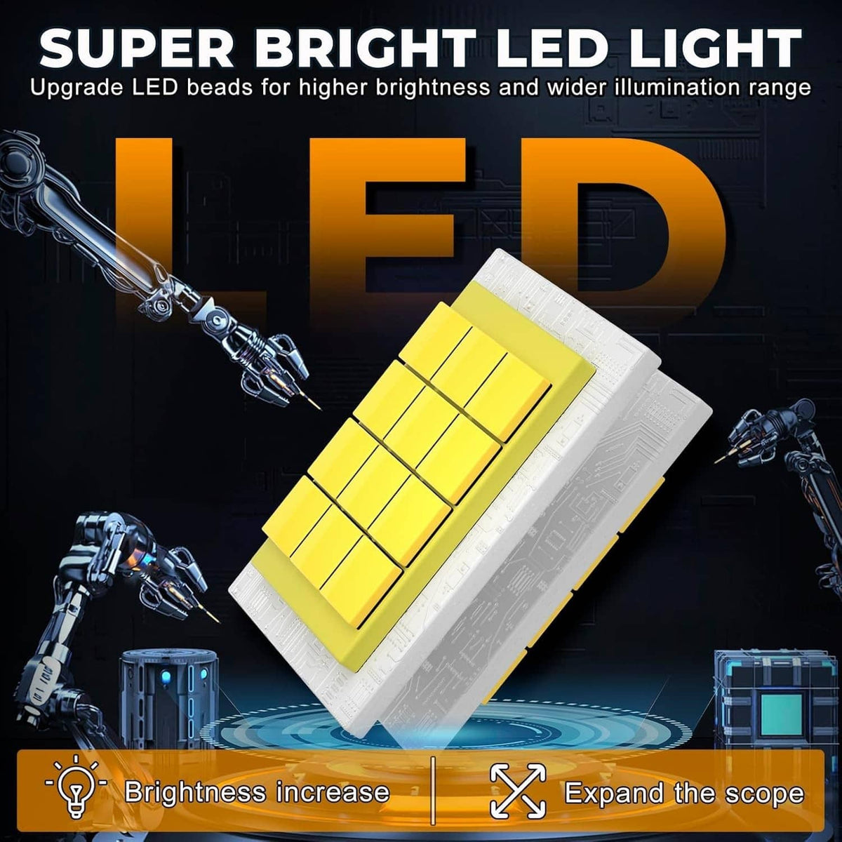 Halogen headlight bulb and LED marker pieces shown for replacement headlamp kit.