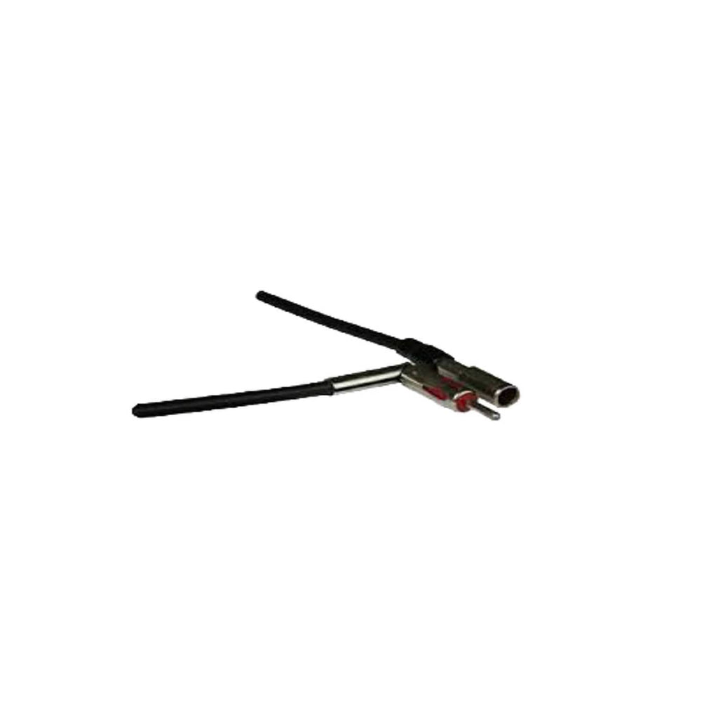 Antenna adapter cable with dual black leads and metal coax connector tip