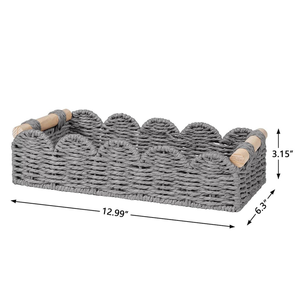 Grey woven toilet paper storage basket, 12.99 x 6.3 x 3.15 in.