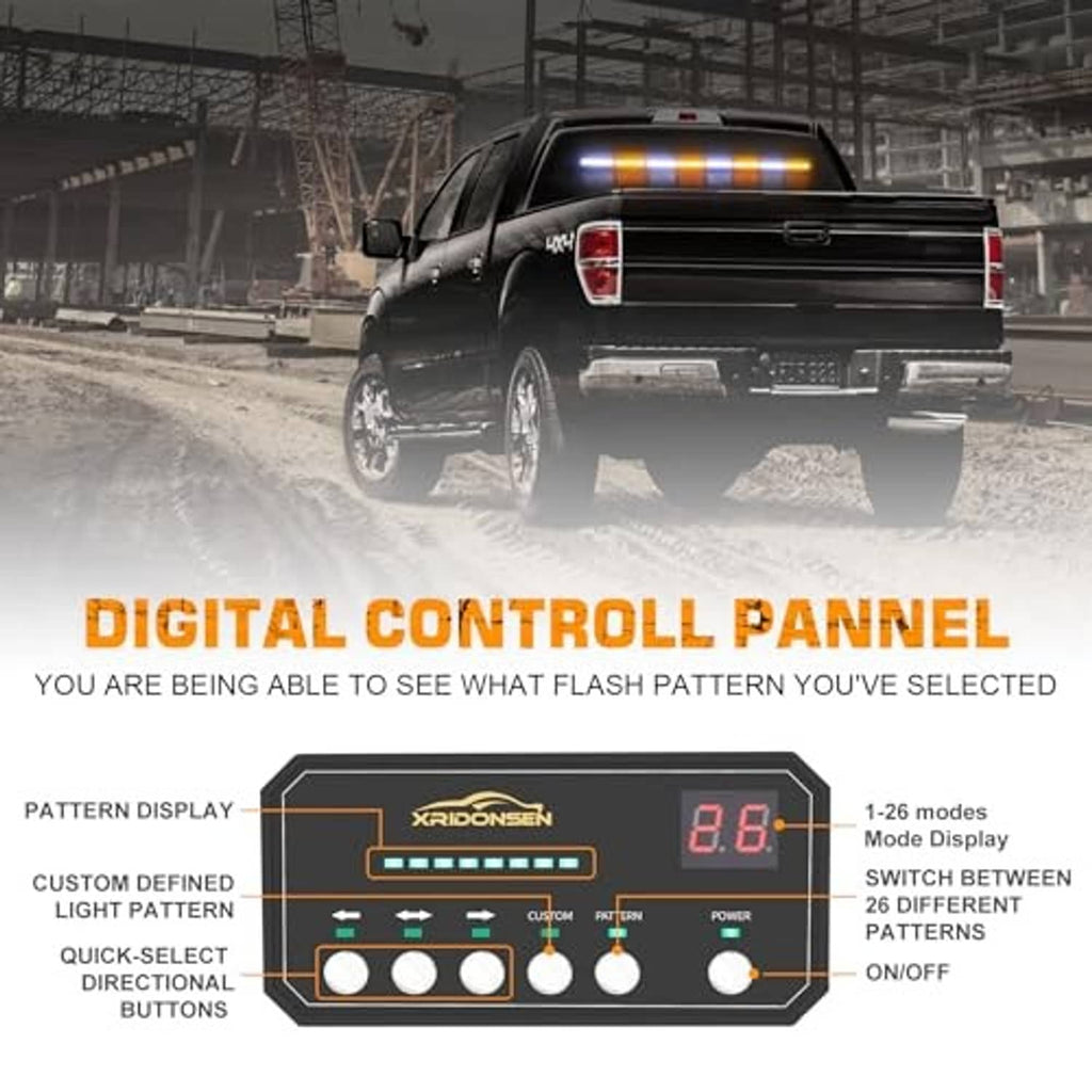 Digital control panel for traffic light bar with amber/white LED mode display