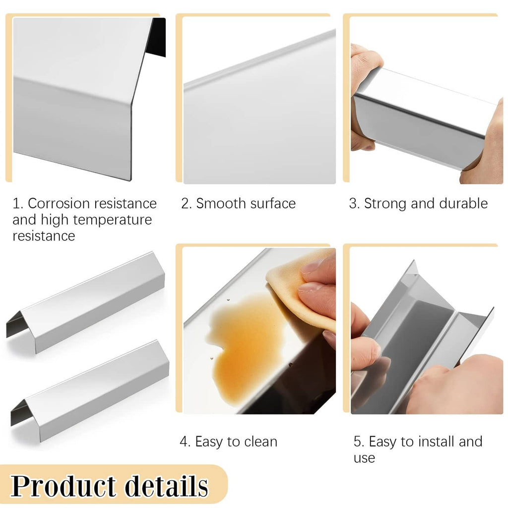 Stainless steel splash guard set with open-ended side design and smooth finish