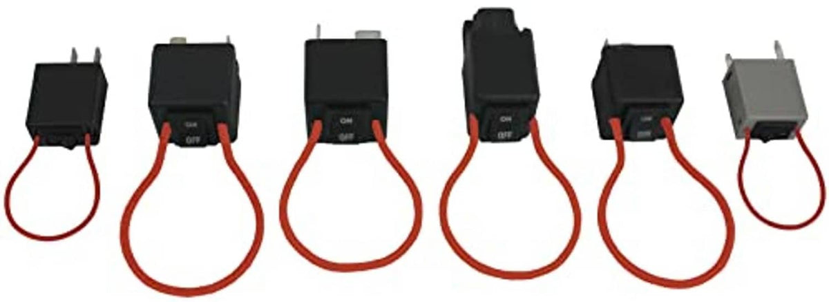 Black relay modules with red wiring and connector plugs for relay bypass switching