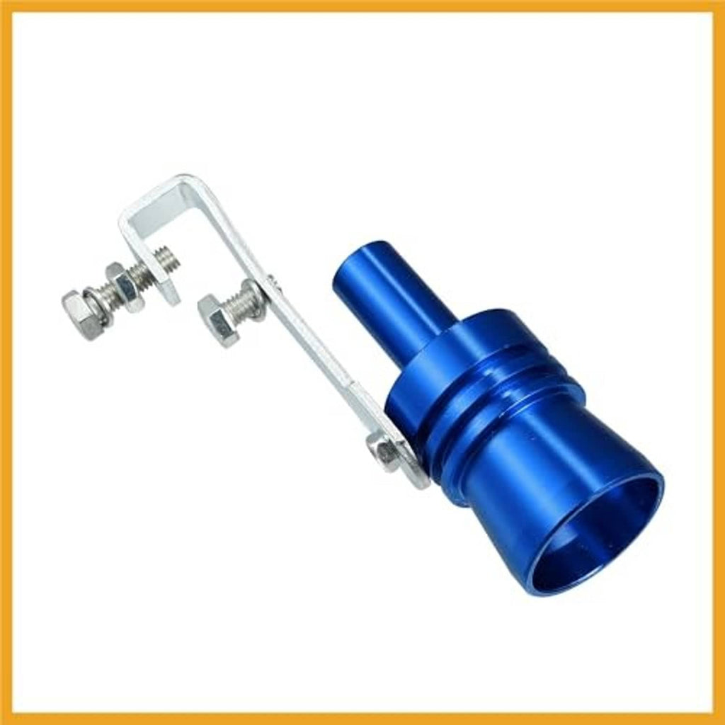 Blue aluminum turbo sound exhaust muffler pipe whistle with U-bracket and bolts