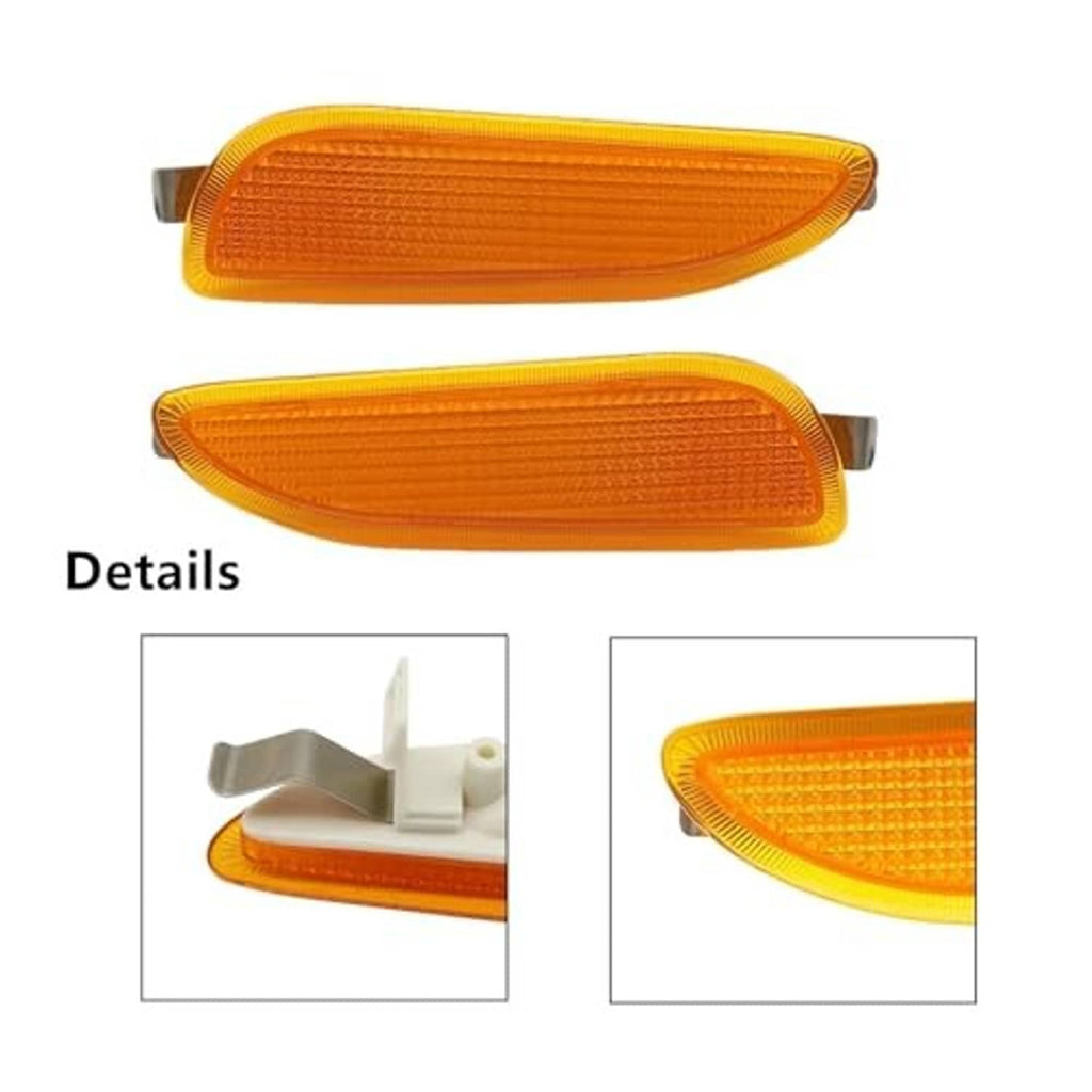 Pair of amber side marker turn signal lights with textured lens and mounting brackets