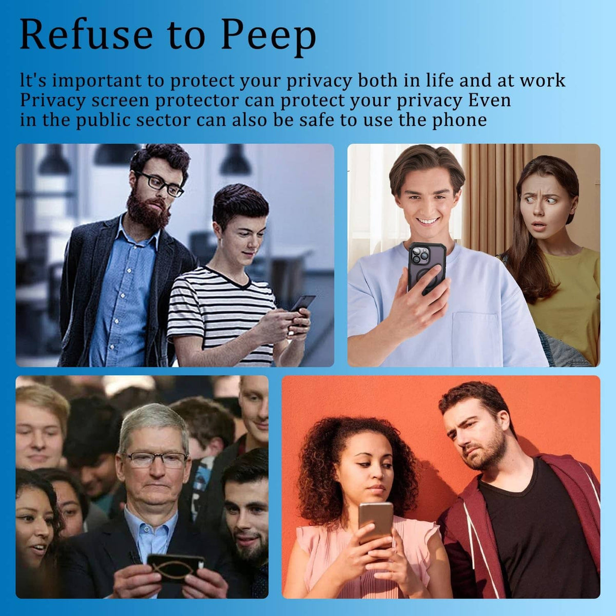 Tempered glass privacy screen protector to reduce peeping on phone screens