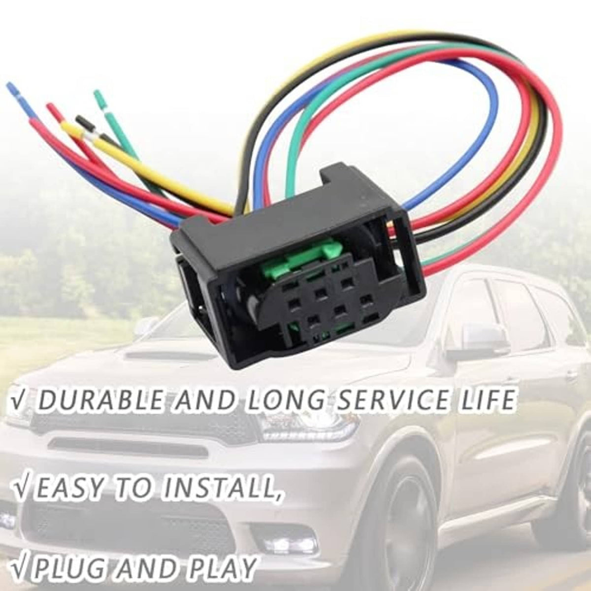 Throttle body connector harness plug with multicolor wires attached to black connector