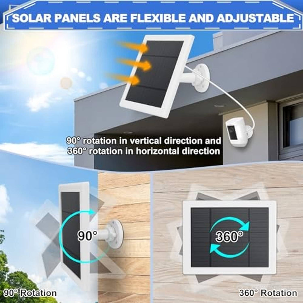 Adjustable white solar panel kit on wall with rotating mounting arm
