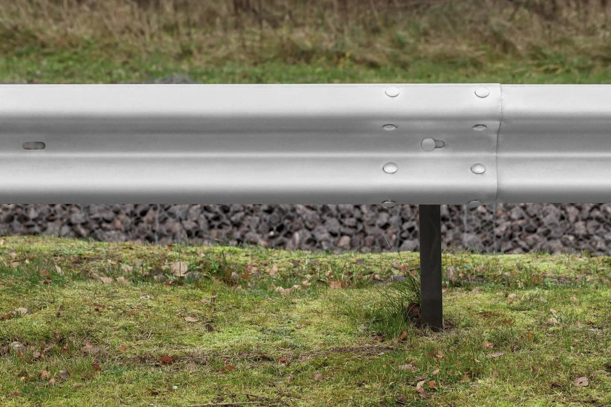Metal beam coated with cold galvanizing compound, silver-gray protective finish