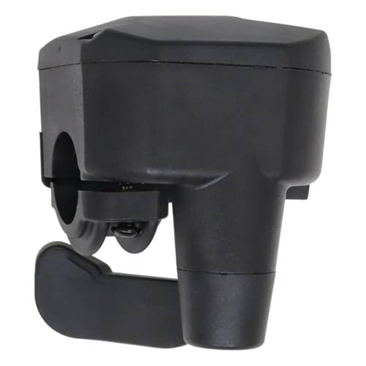 Black thumb throttle lever with curved trigger grip and mounting housing