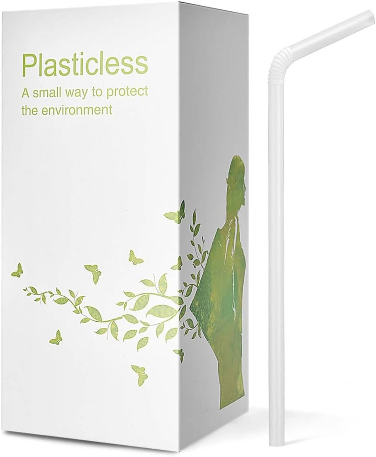White compostable PLA drinking straw, 10.25 in long