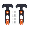 Black cooler latch clips with orange buttons and included screws