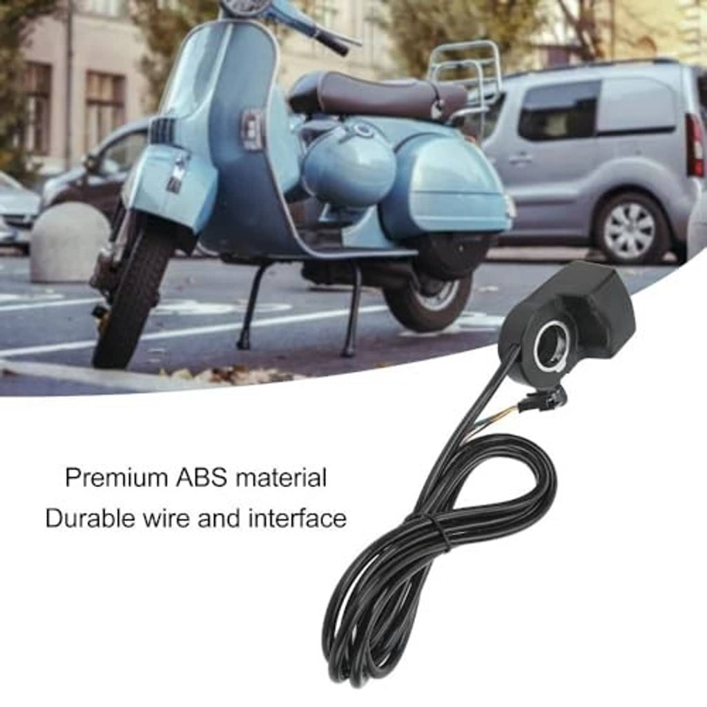E-bike thumb speed controller with durable black cable coil and connector plug