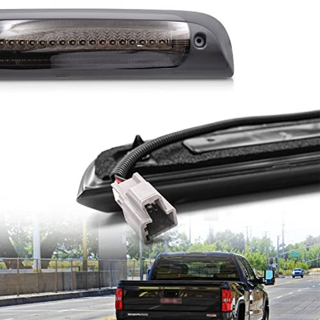LED third brake light replacement with wiring harness and white connector plug