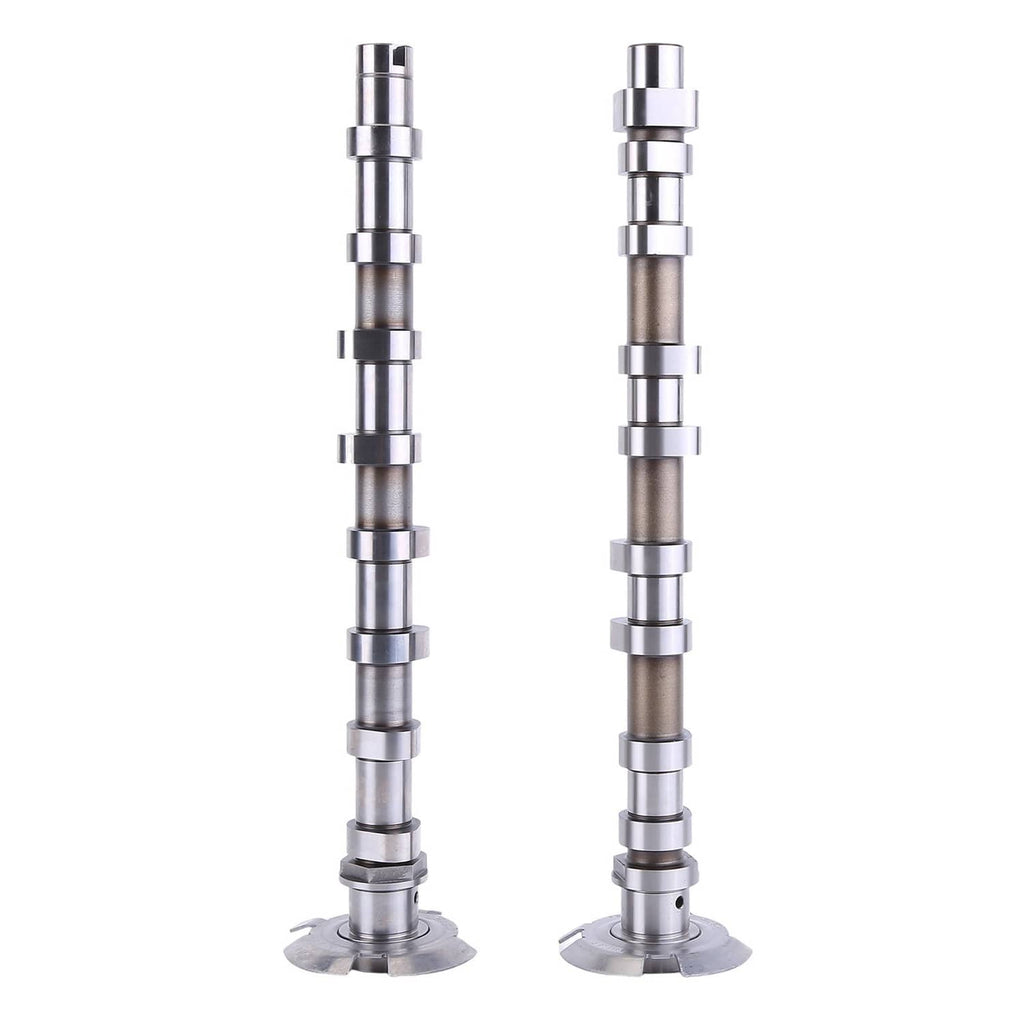 Pair of metal camshafts with flange mounts, intake and exhaust replacement set