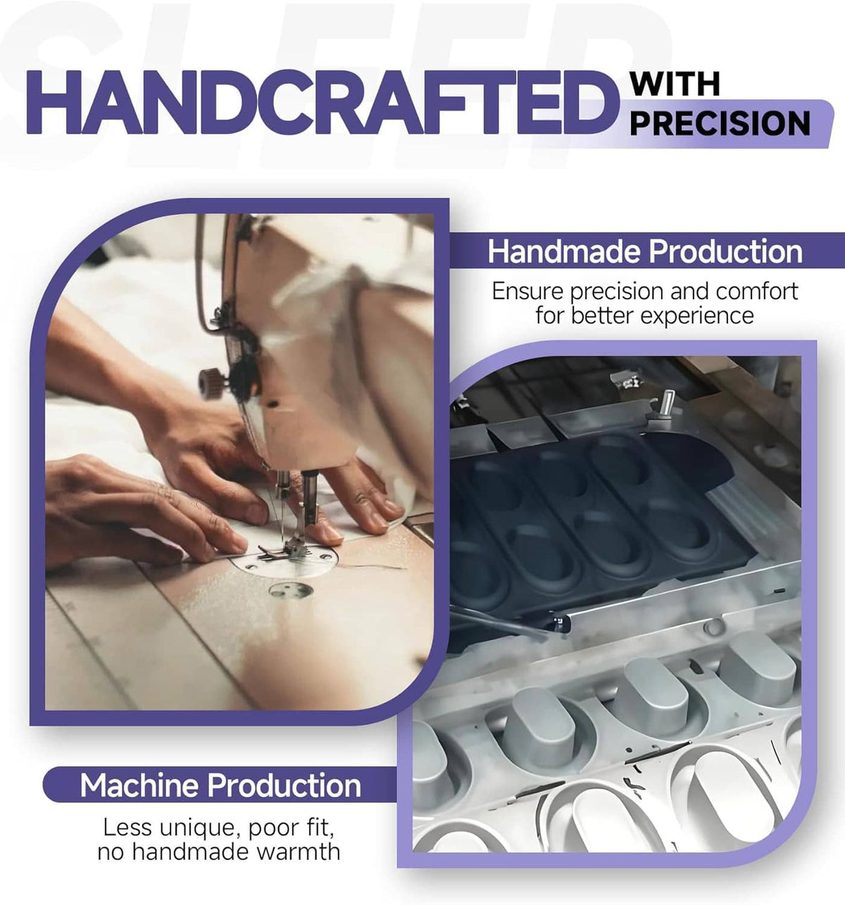 Sleep eye mask being stitched with precise machine production