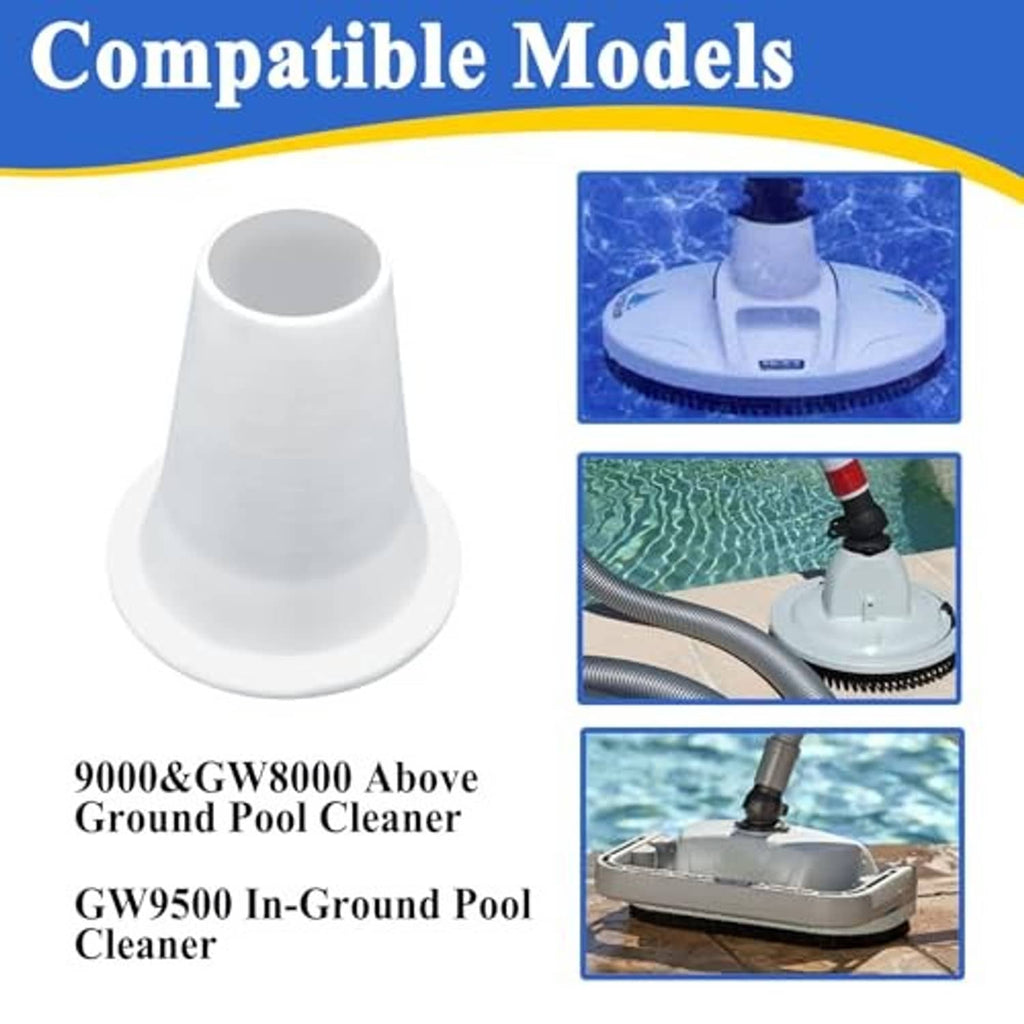 White cone reducer with flared base, molded plastic replacement part